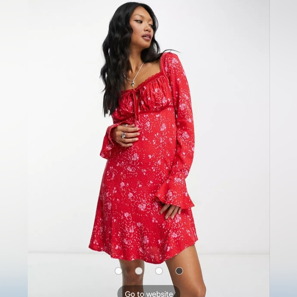 Free people ruffle bust floral mini dress